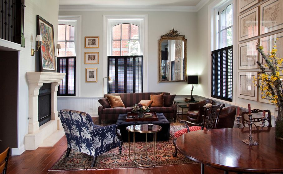 Black wooden interior shutters