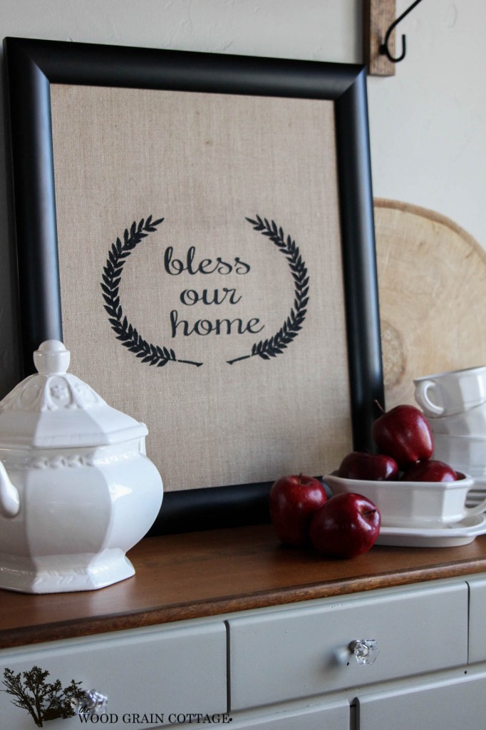 Bless our home burlap framed sign