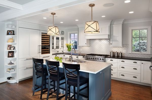 Blue kitchen island