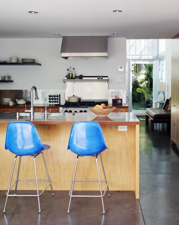 Blue midcentury bar stool