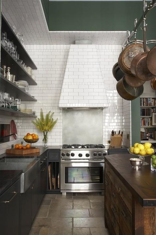 Bold and simple kitchen design subway tiles