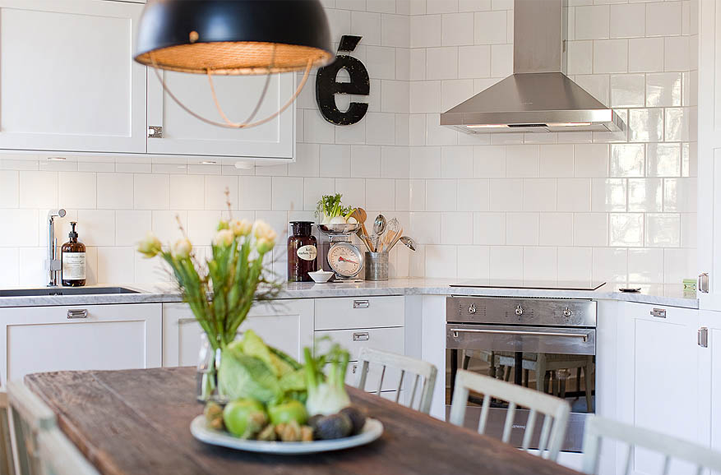 Bold light fixtures for kitchen