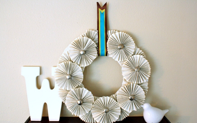 Book page wreath