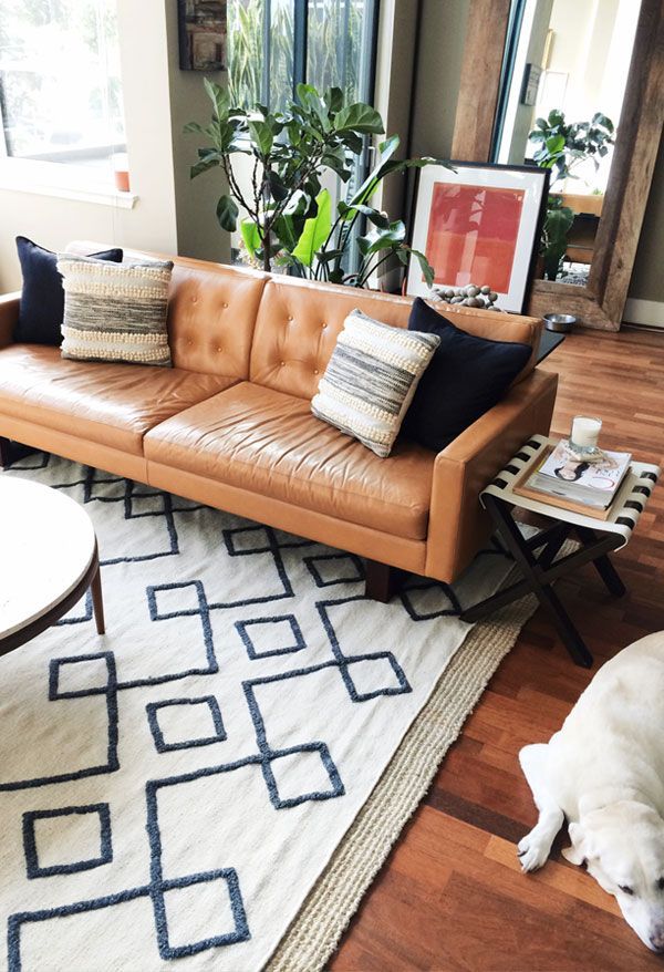 Brown leather furniture sofa rental apartment