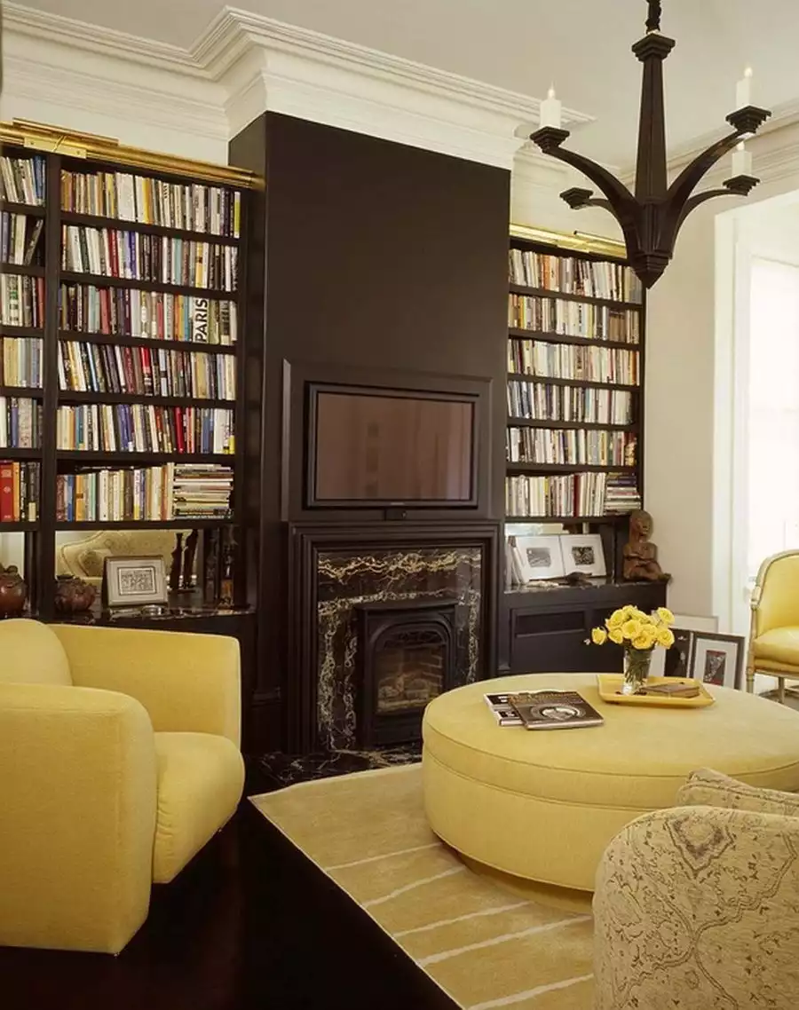 Brown with yellow library room