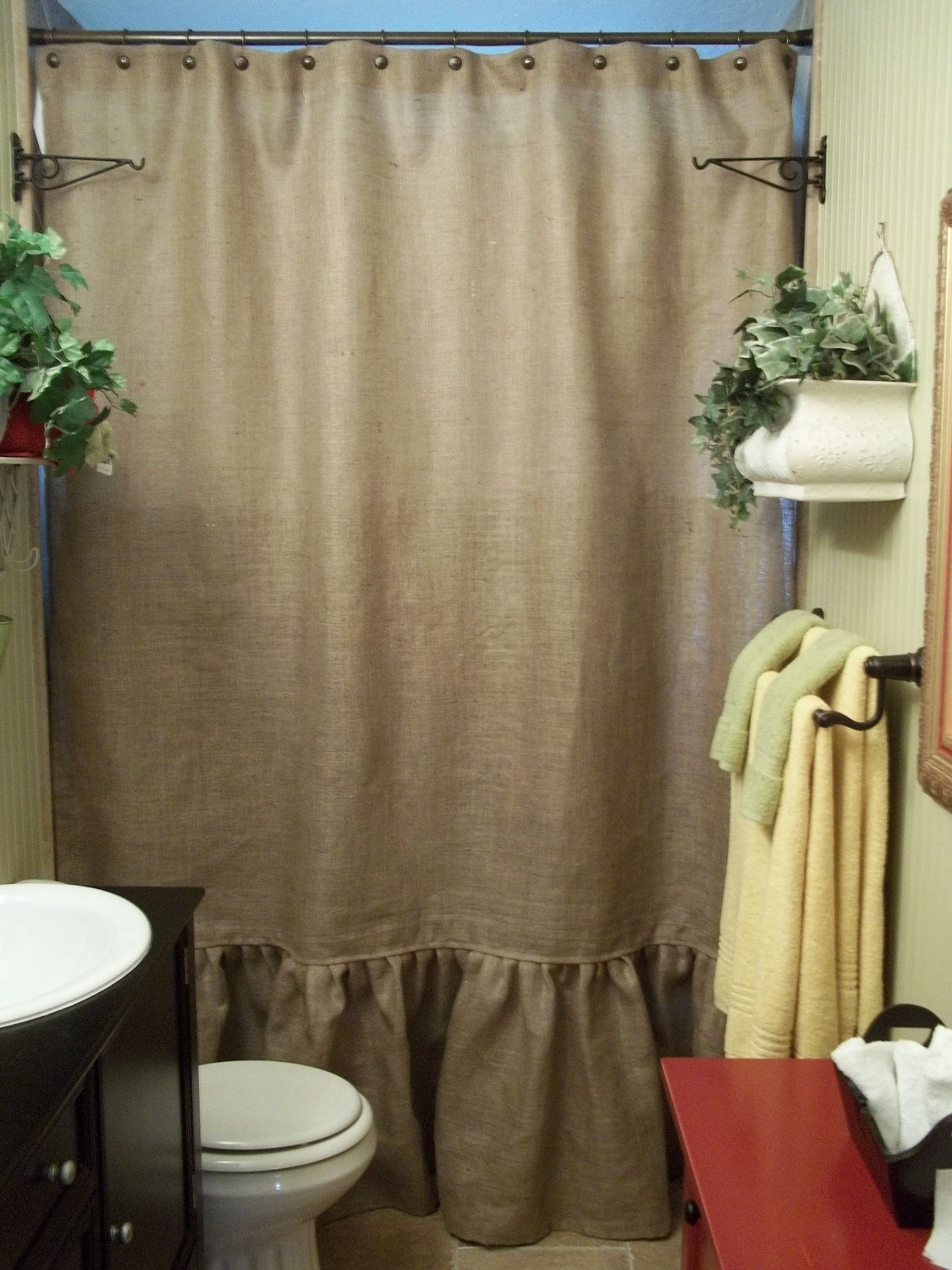 Burlap shower curtain