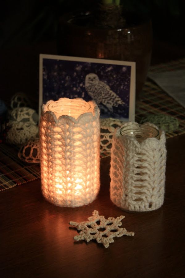 Candlestick crochet votive