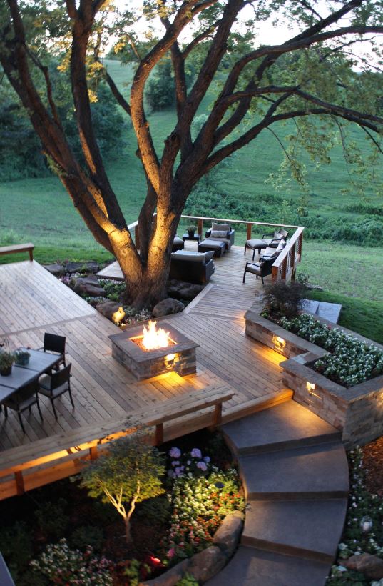Cedar deck with fire pit
