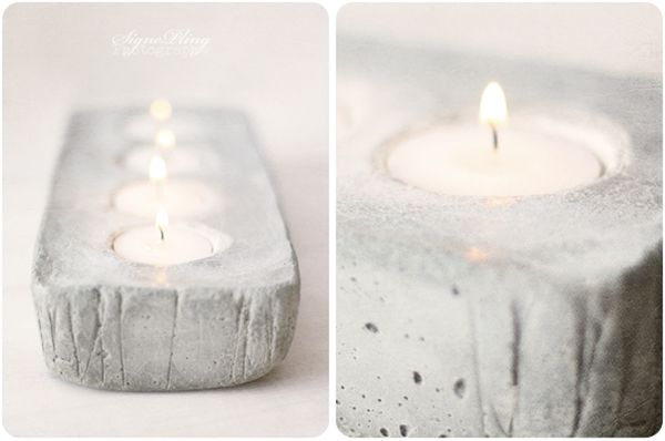 Cement candle holder recatngular