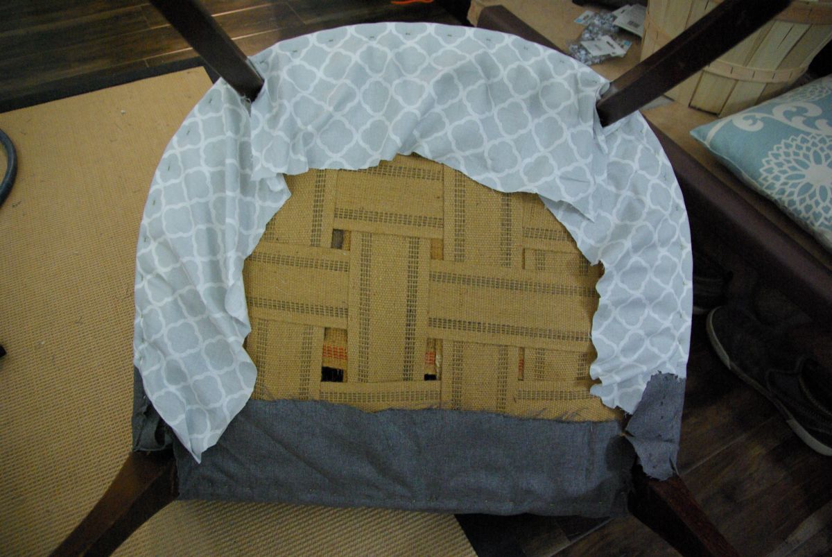 Chair reupholster adding the details 7