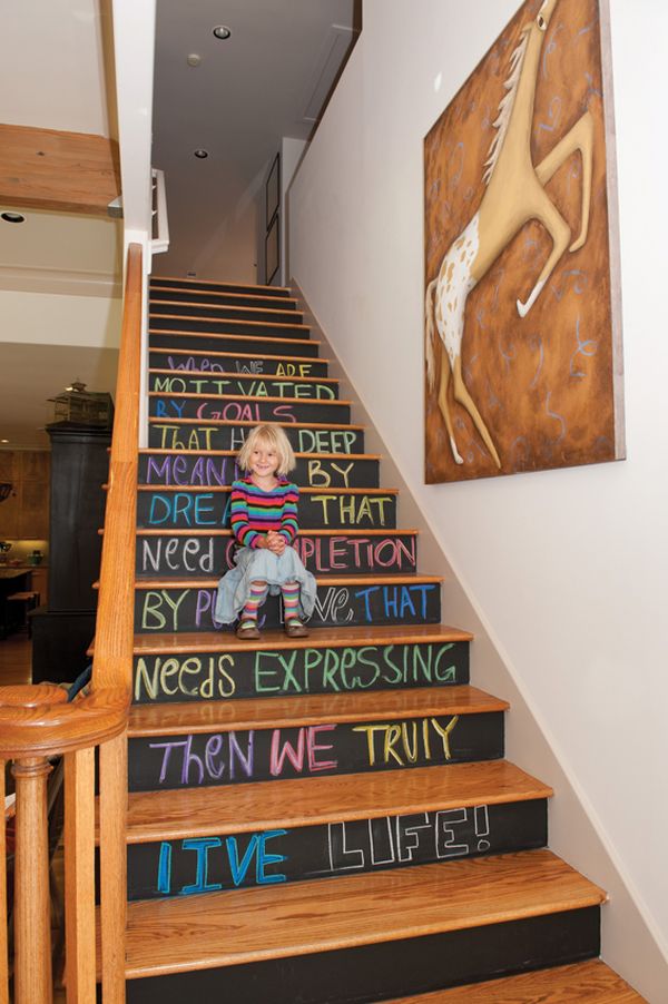 Chalkboard stairs raiser