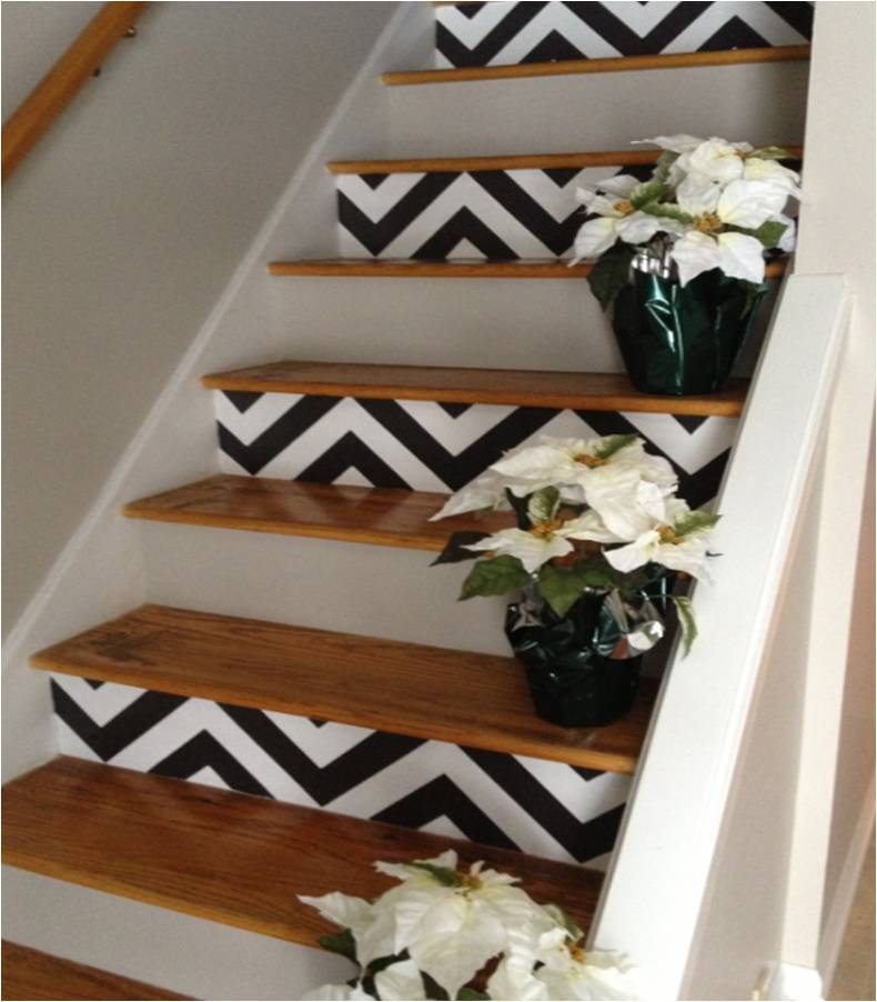 Chevron stair riser