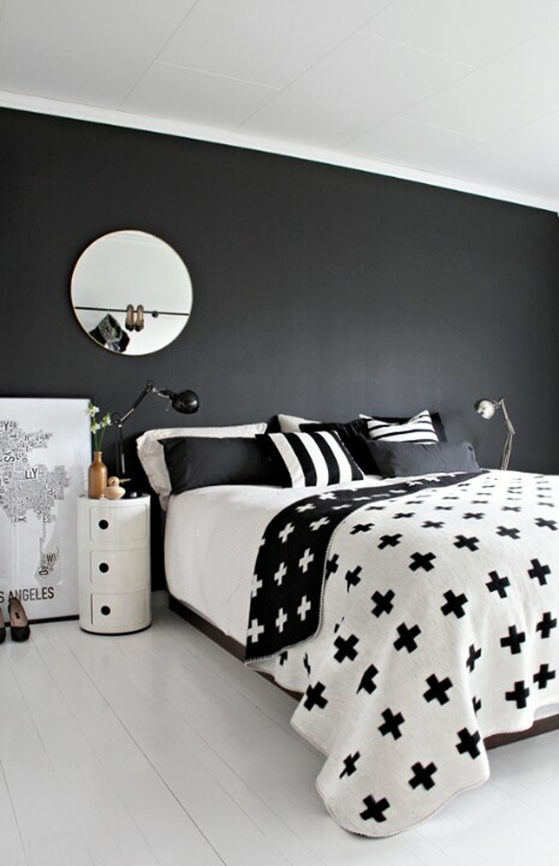 A Playful Yet Elegant Black and White Bedroom