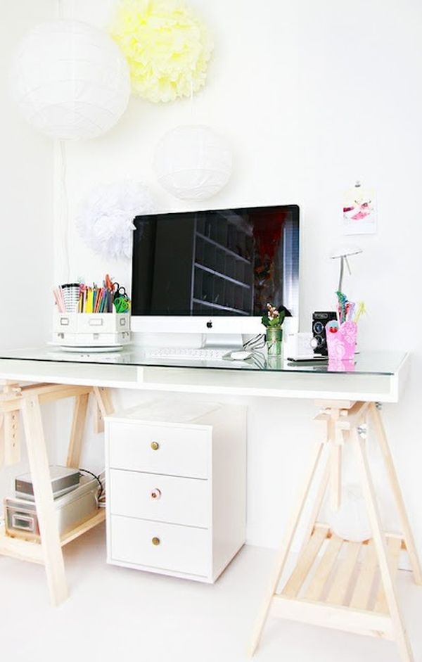 Clean white scandinavian style desk