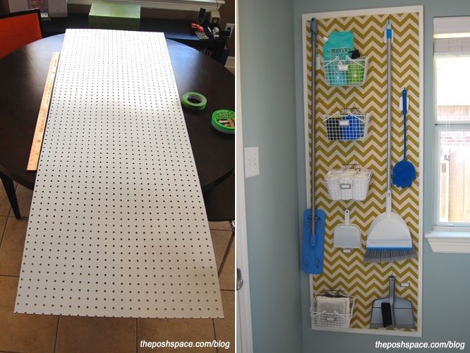 cleaning tools and supplies pegboard