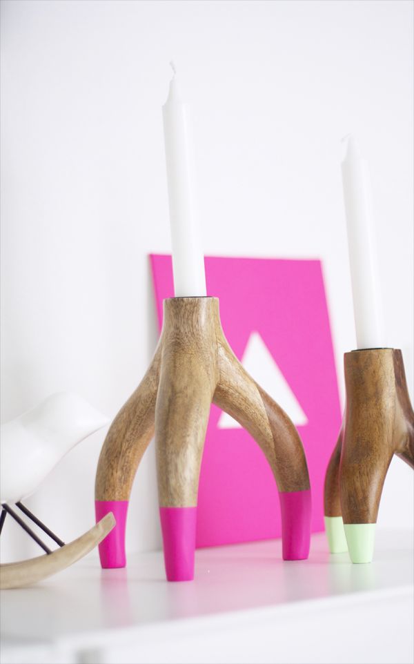 Colorful antler candle holder