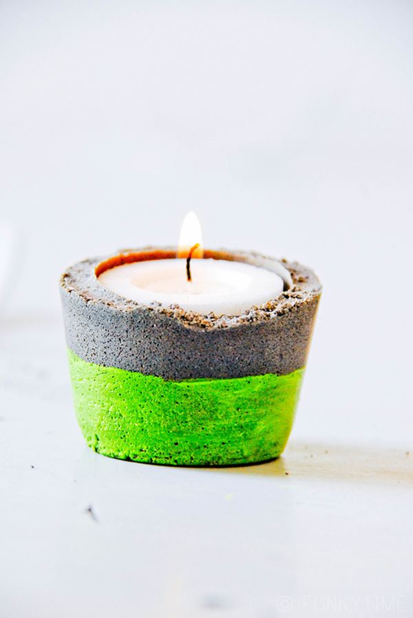 Colorful concrete candle