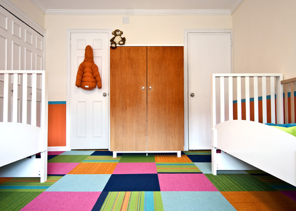 Colorful floor tiles carpet kids room