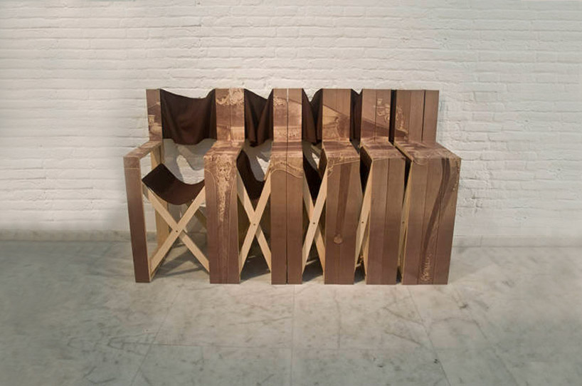 Com oda wood tattoo on folding chairs
