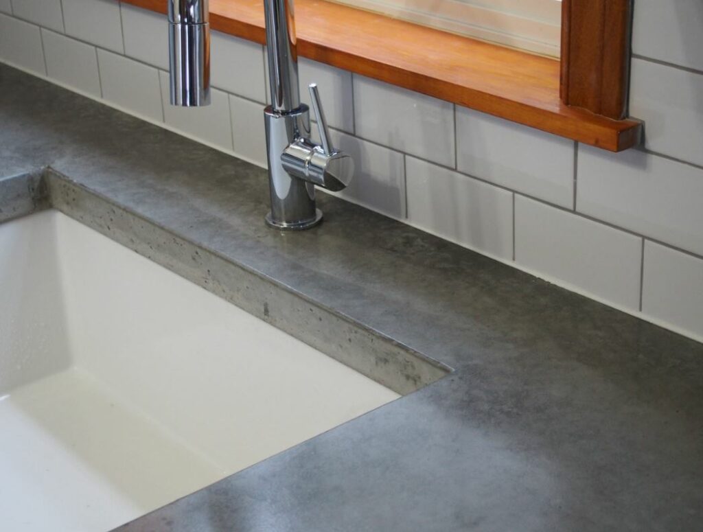 Concrete countertop on sink 1024x775