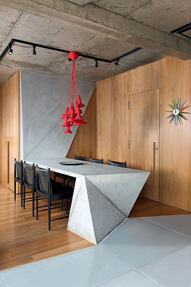 Concrete geometric kitchen island