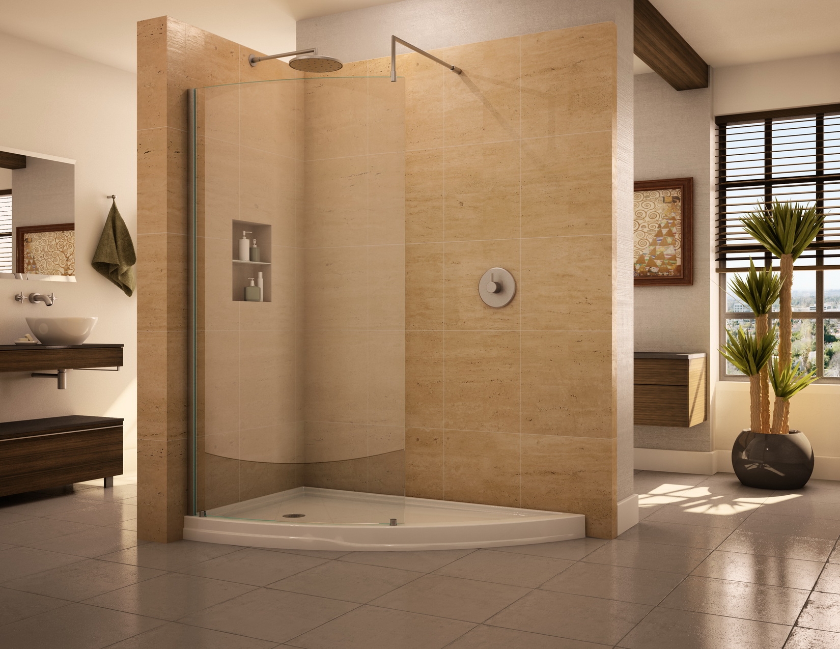 walk-in doorless shower design