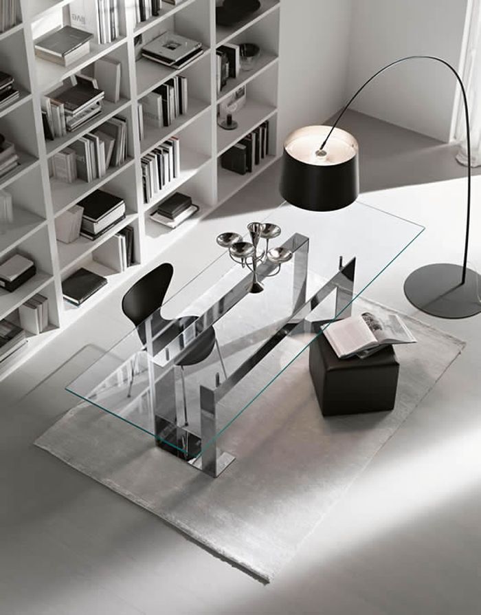 Contemporary home office glass desk