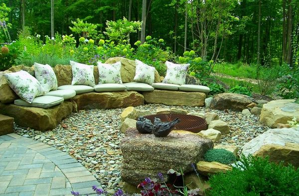 Conversation pit stone seating