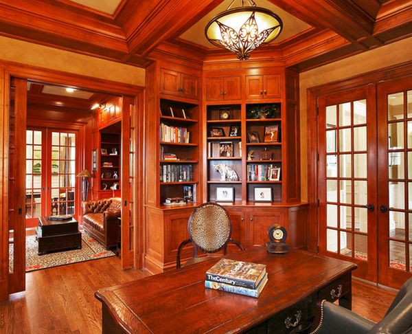 Corner bookshelf office
