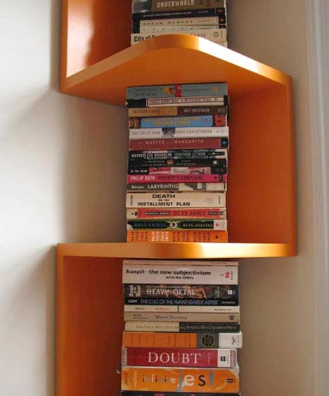Corner wood wall shelf