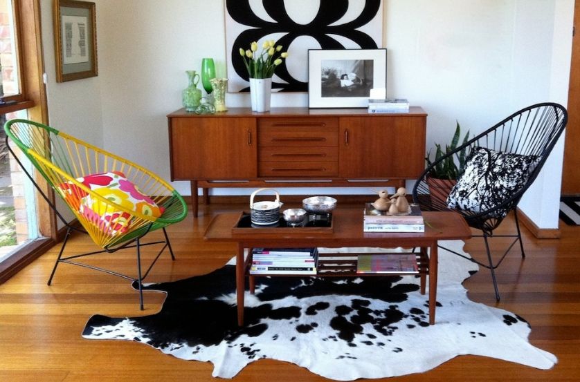 Cowhide rug acapulco chairs