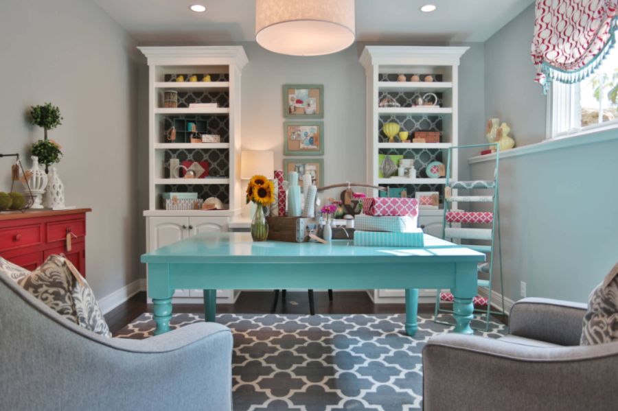 Craft room idea in Louisville with gray walls