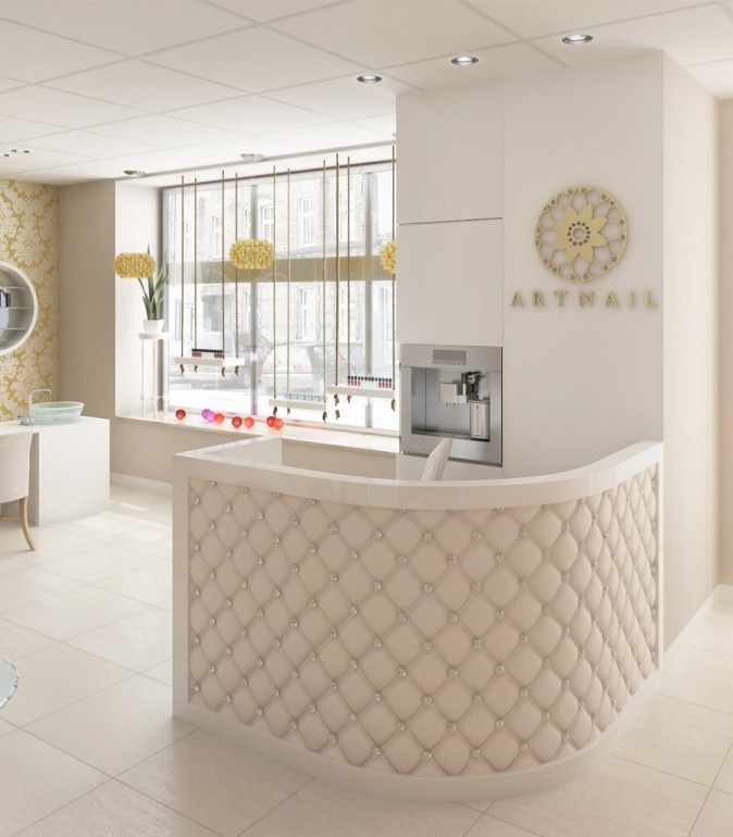 Cream salon reception desk