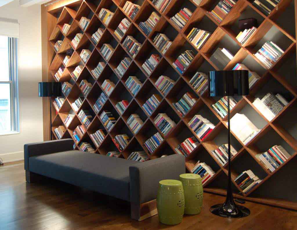 Creative home library shelving