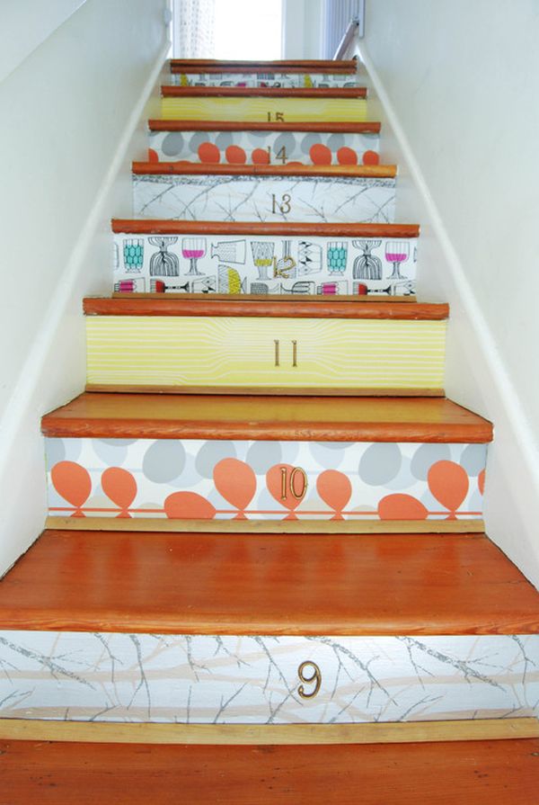 Creative stair raiser wallpaper decor