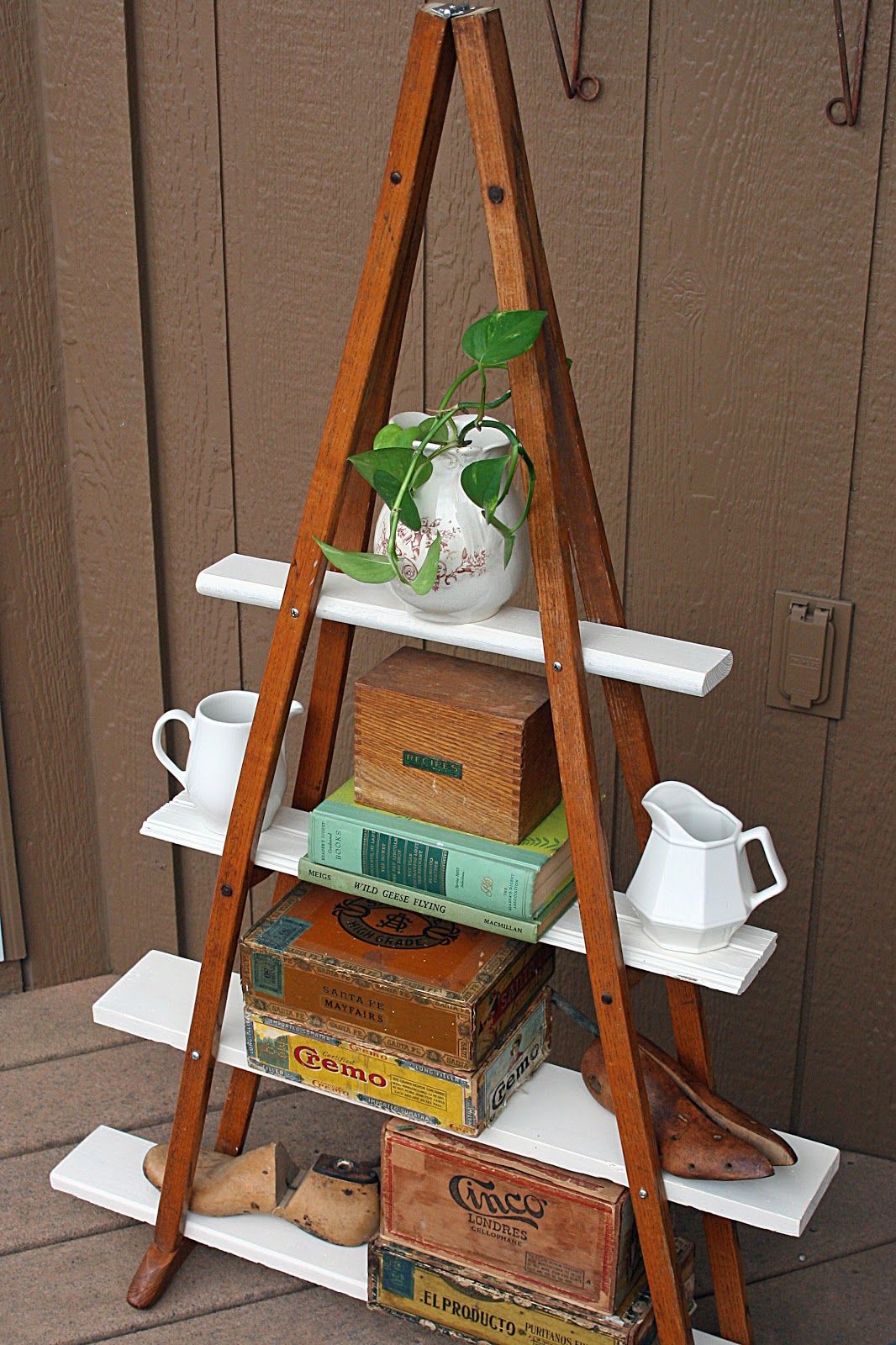 crutches turned into shelves