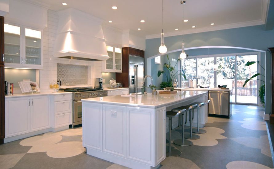 Custom cut kitchen floor tiles