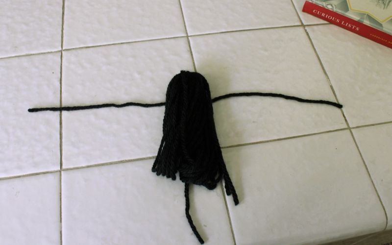 cut length of black yarn