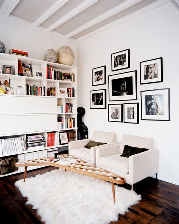 Dark wood flooring framed pictures