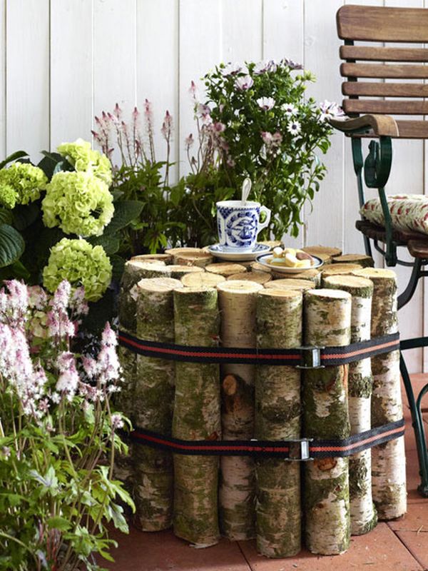Diy easy garden furniture wood logs