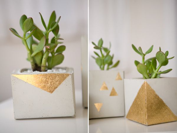 Diy goldleaf cement pots001