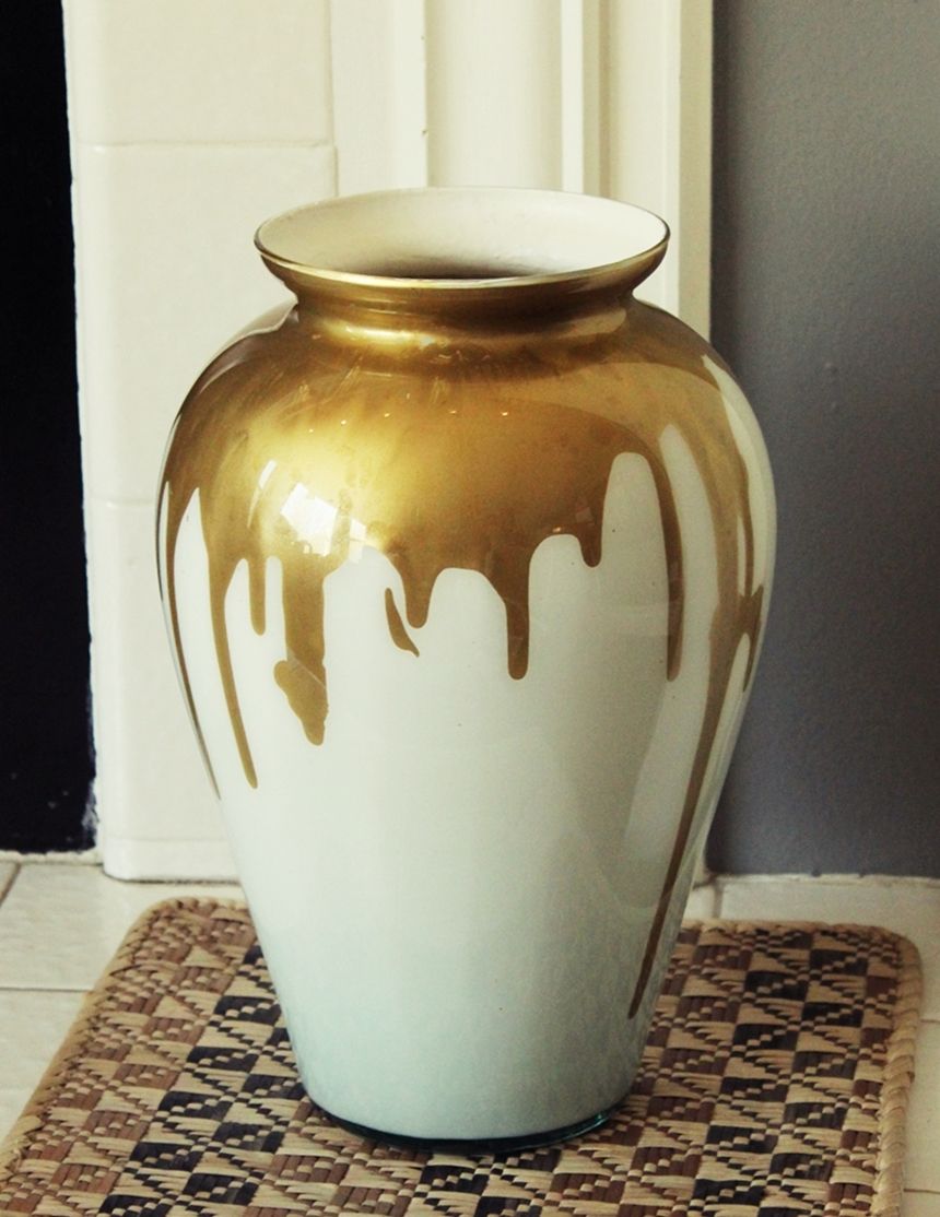 Diy paint drip milk glass vase closer look