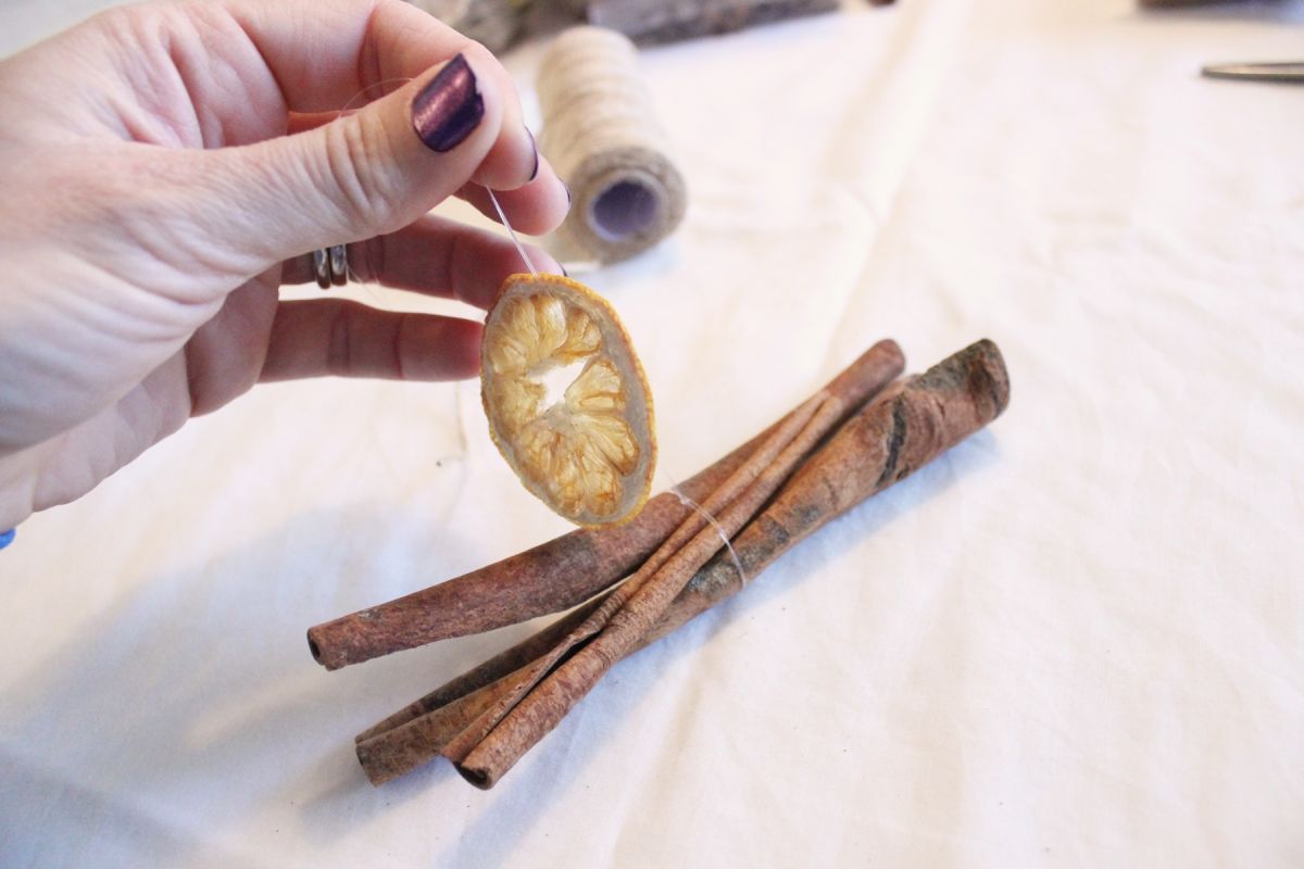 dried citrus fruit on your cinnamon stick ornaments