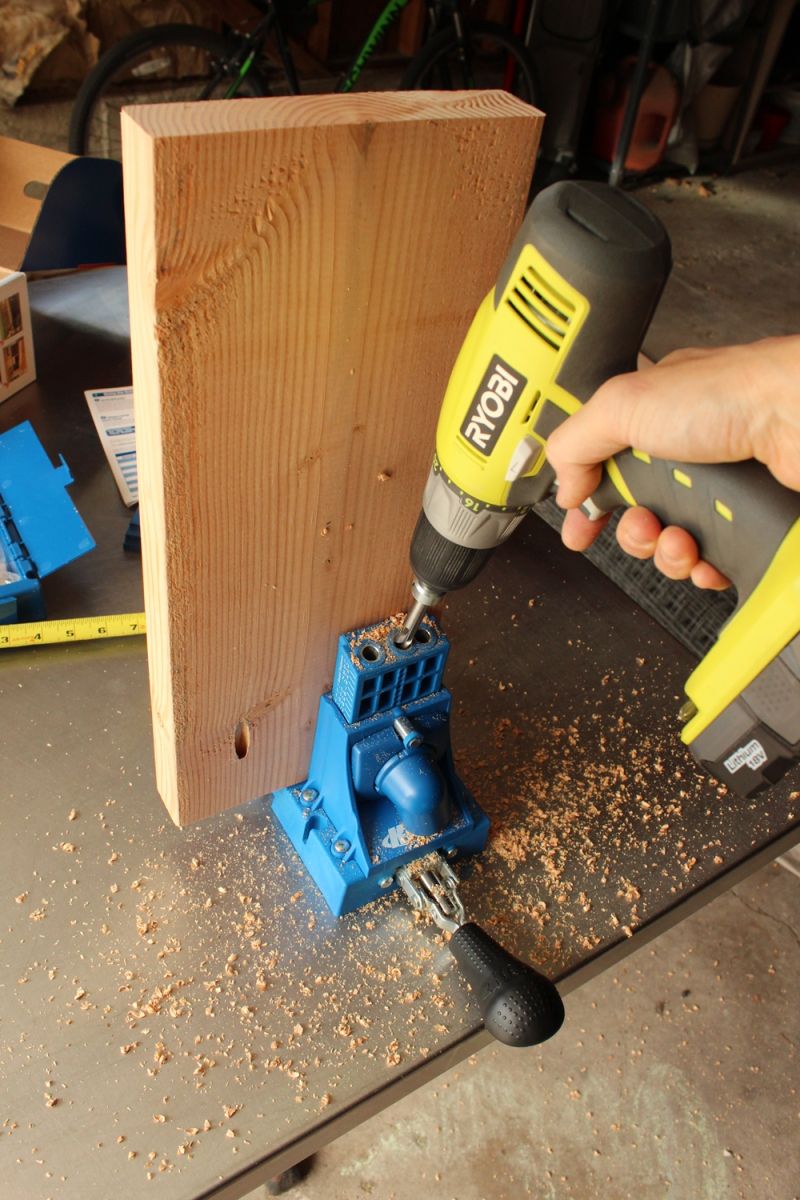 drill the leg-top bench connector holes