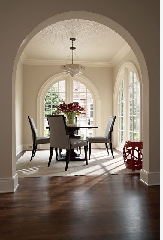 Duplex with glass doors in dining area