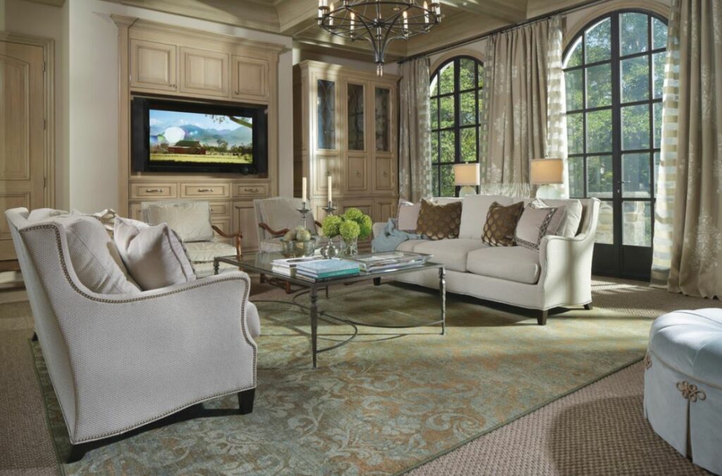 Elegant high end living room with tv 1024x675