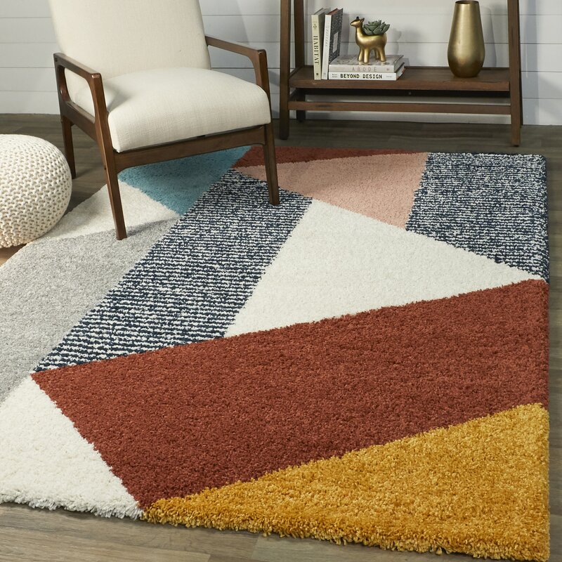 Elenora shag rug abstract retro design