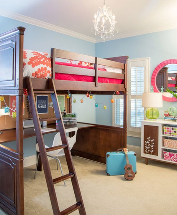 loft bed with a desk underneath