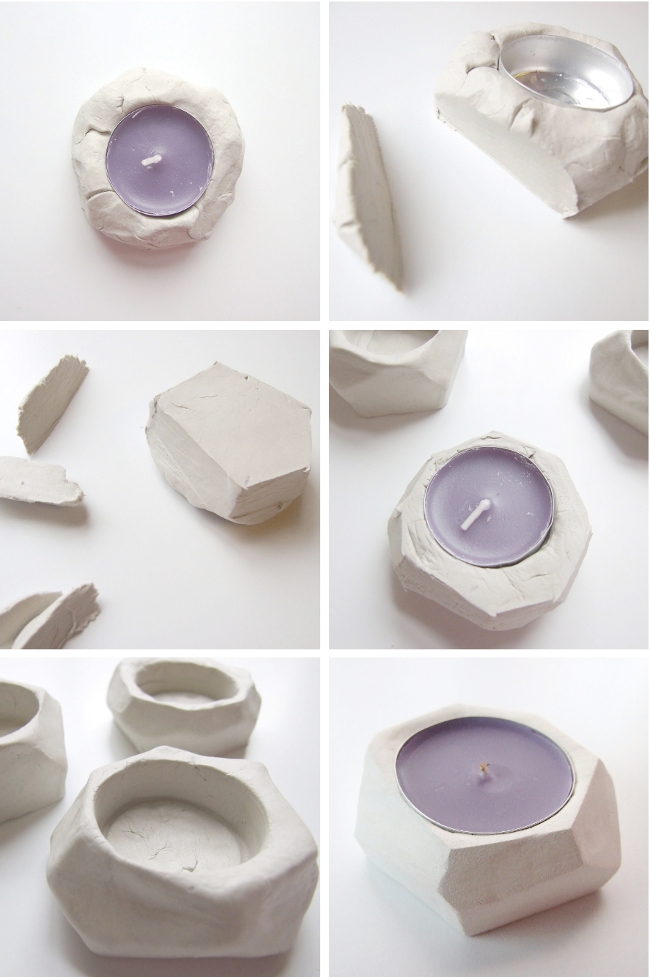 faceted-clay-tealight-holders