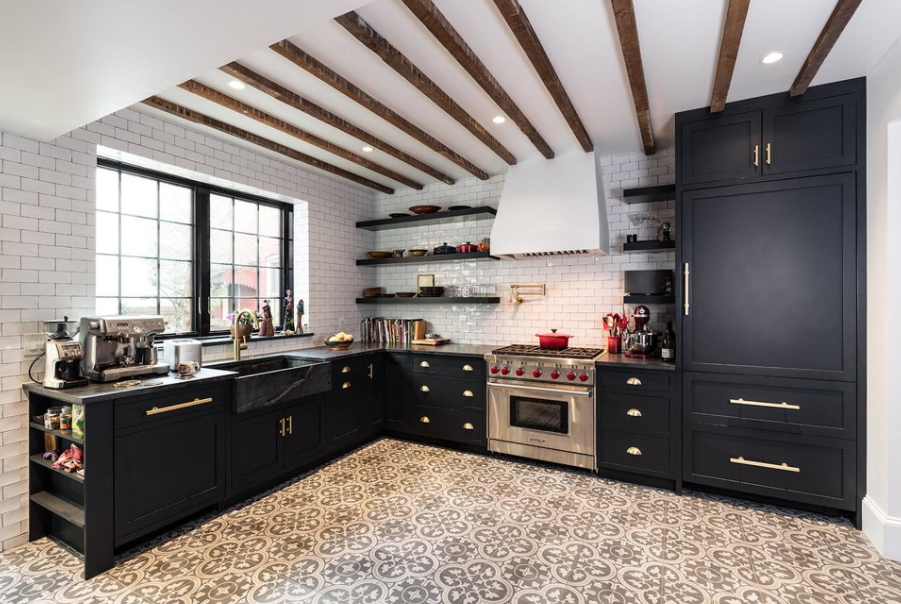 black farmhouse kitchen cabinets